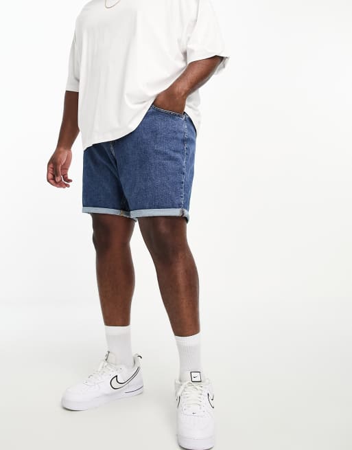 Calvin Klein Jeans Big Tall Jeans Shorts in dunkelblauer Waschung und regularer Passform ASOS