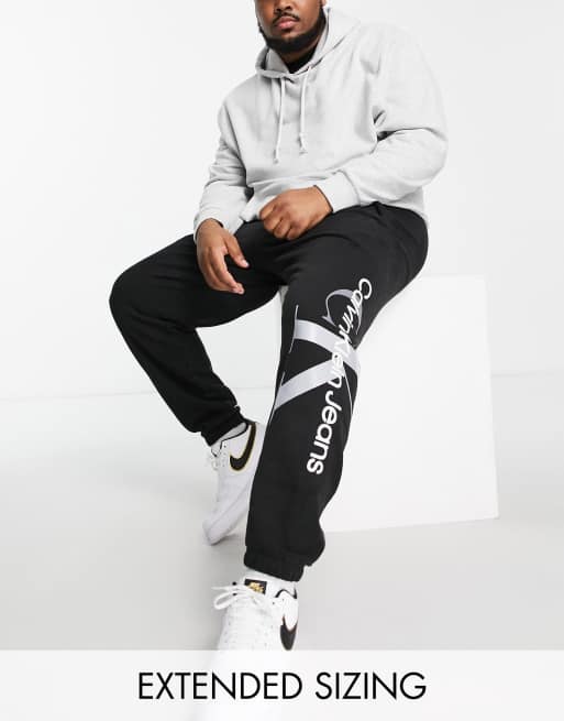 Calvin Klein Jeans Big & Tall - Joggers neri con monogramma bicolore