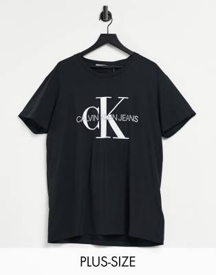 Calvin Klein Jeans Big & Tall monogram logo slim fit t-shirt in black