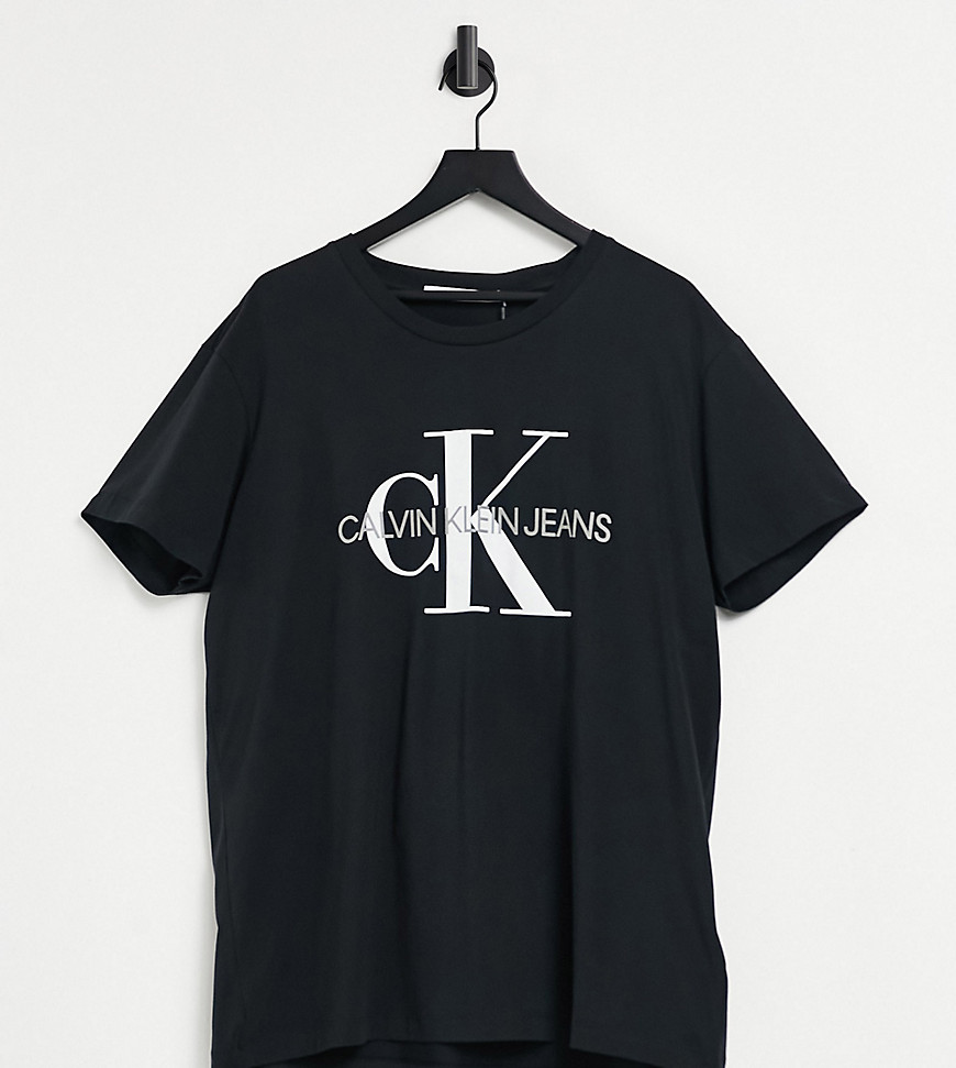 Calvin Klein Jeans Big & Tall monogram logo slim fit t-shirt in black