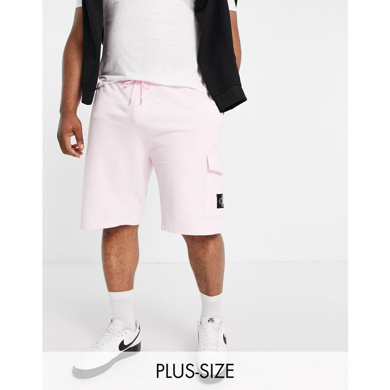 SE4Jo Uomo Calvin Klein Jeans Big & Tall - Pantaloncini rosa con monogramma e logo - In esclusiva per ASOS
