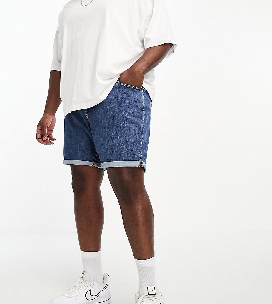 Calvin Klein Jeans Est.1978 Big & Tall Regular Denim Shorts In Dark Wash Blue