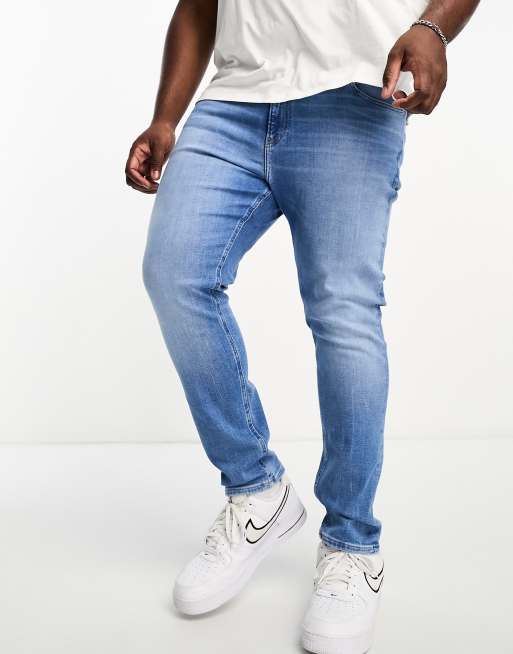 Calvin Klein Jeans Big & Tall skinny in mid wash blue | ASOS