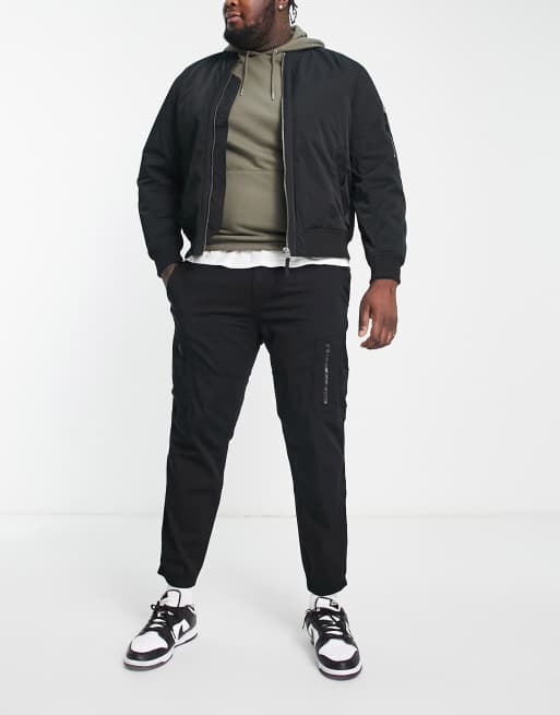 Calvin Klein Jeans Big & Tall skinny washed cargo trousers in black ASOS