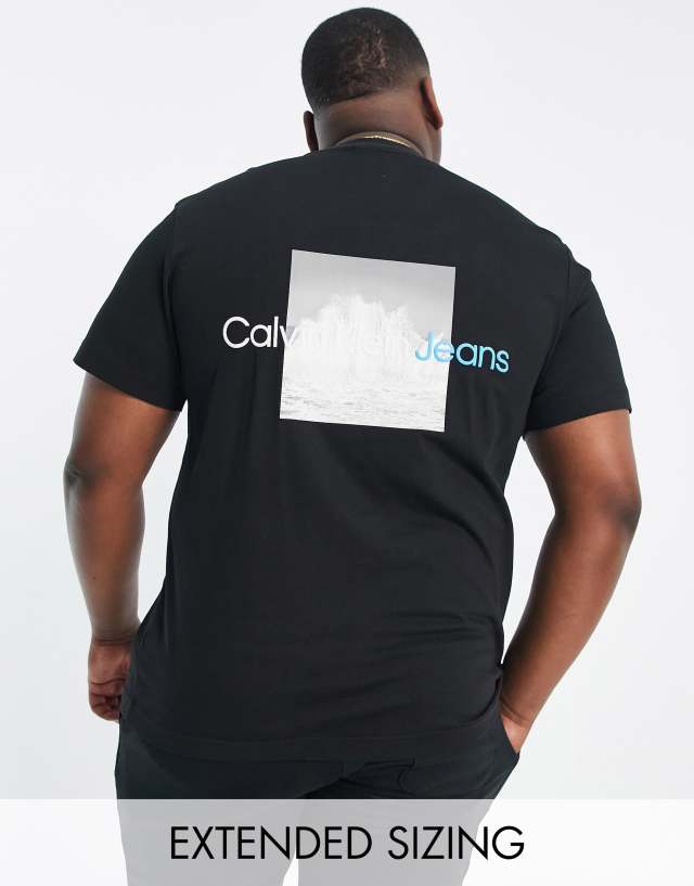 Calvin Klein Jeans Big & Tall splash back graphic t-shirt in black