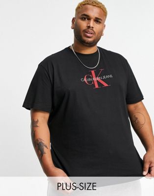 Marques de designers Calvin Klein Jeans Big & Tall - T-shirt à logo monogramme floqué - Noir
