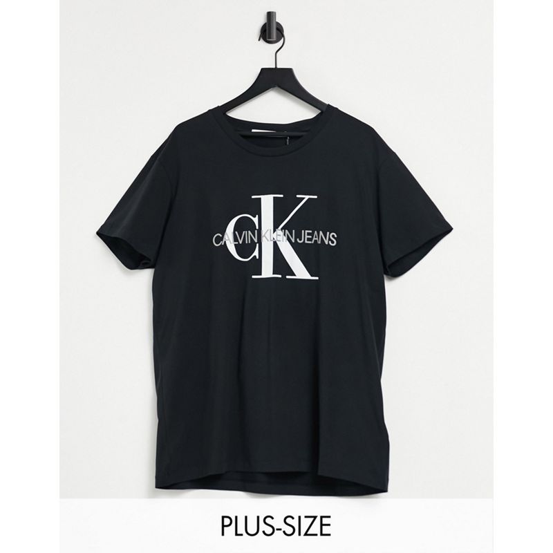 Designer  Calvin Klein Jeans Big & Tall - T-shirt slim nera con logo a monogramma