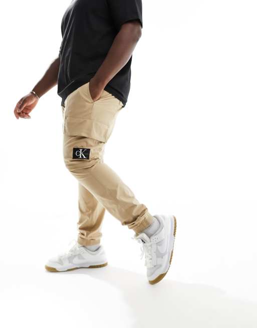Calvin Klein Jeans Big & Tall washed skinny cargo pants in beige