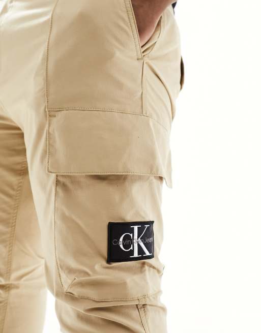 Calvin Klein Jeans Big & Tall washed skinny cargo pants in beige, 3 of 5