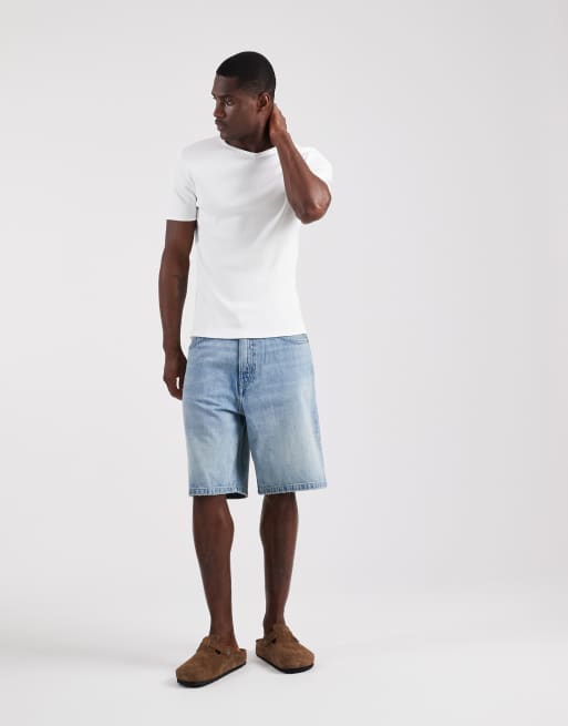 Calvin Klein Jeans - Blå afslappede denimshorts i hørblanding i lys vask, 3 af 5