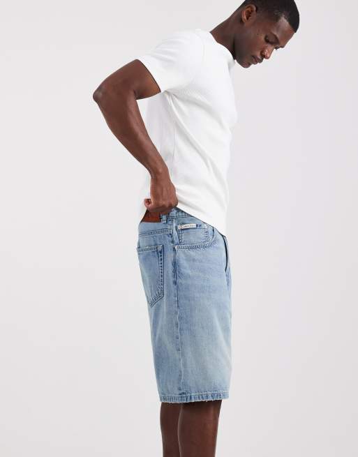 Calvin Klein Jeans - Blå afslappede denimshorts i hørblanding i lys vask, 4 af 5