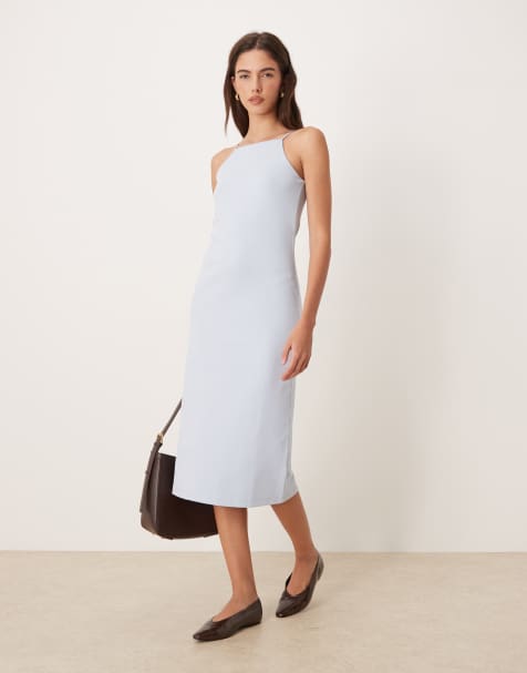 Calvin Klein Jeans - Blå cami-kjole med monogram i pointelle - view 1