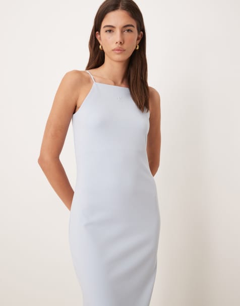 Calvin Klein Jeans - Blå cami-kjole med monogramdetalje i pointelle - view 1