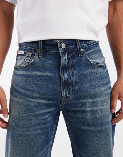 Calvin Klein Jeans - Blå jeans med lige ben og stonewash i 90'er-stil, 4 af 5