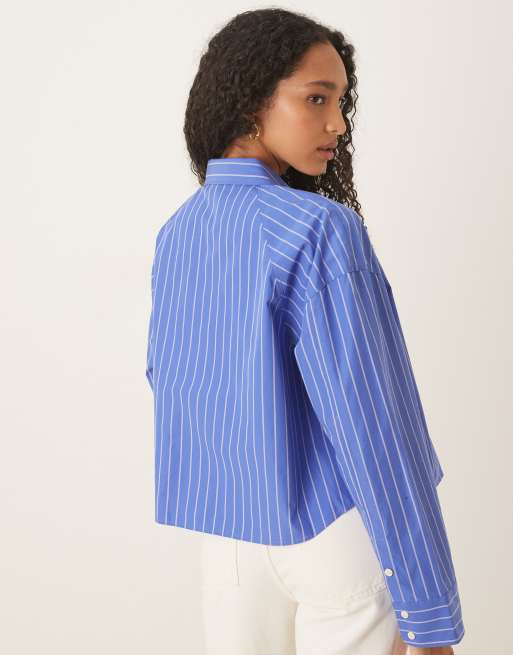Calvin Klein Jeans - Blå skjorte med striber i firkantet pasform, 3 af 4
