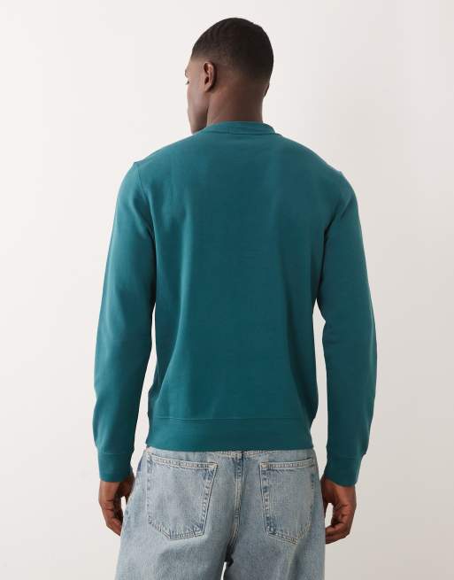 Calvin Klein Jeans – Blågrön sweatshirt med rund halsringning och tryck, 5 av 5