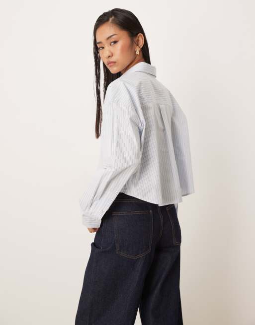 Calvin Klein Jeans – Blårandig, avslappnad skjorta i bomullspoplin, 3 av 4