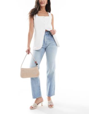 Calvin Klein Jeans – Blåtvättade raka jeans med hög midja - view 1