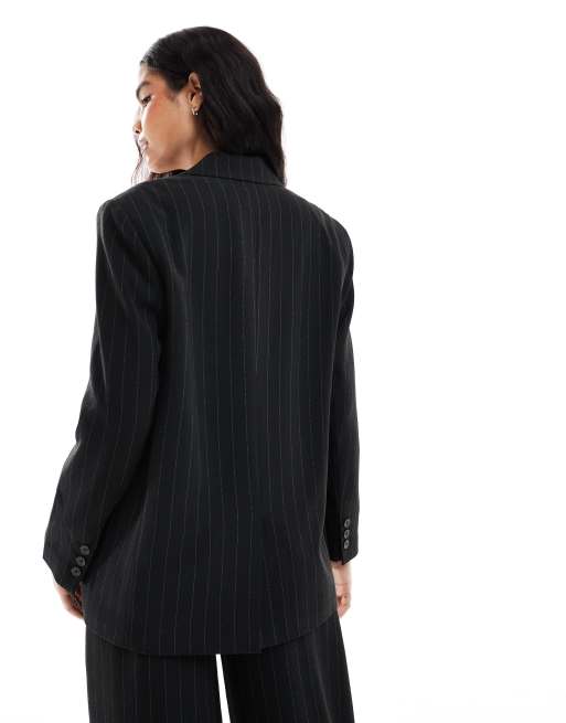Calvin Klein Jeans - Blazer à fines rayures en crêpe fluide - Noir, 4 de 4