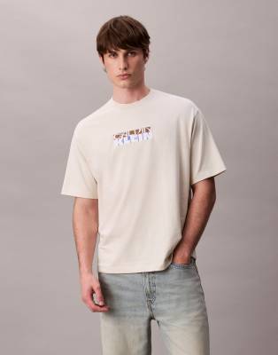 Calvin Klein Jeans Est.1978 Block Logo T-shirt In Animal Print