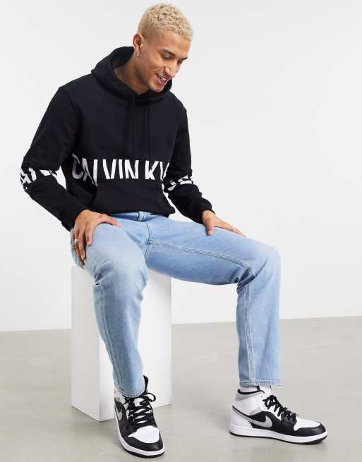 Calvin Klein Jeans Blocking Logo Hoodie In Black Asos