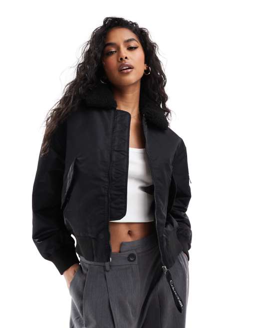 Calvin Klein Jeans - Blouson aviateur satiné - Noir CK