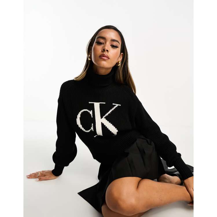 Calvin Klein Jeans blown up loose sweater in black