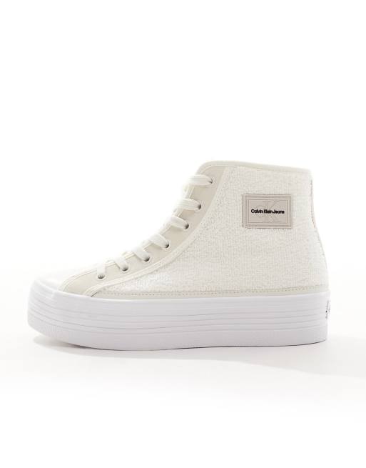 Calvin Klein Jeans Bold flatform sneakers in white ASOS