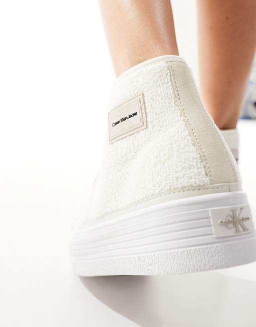 Calvin Klein Jeans Bold flatform sneakers in white ASOS
