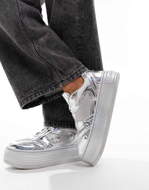 Calvin klein silver sneakers best sale