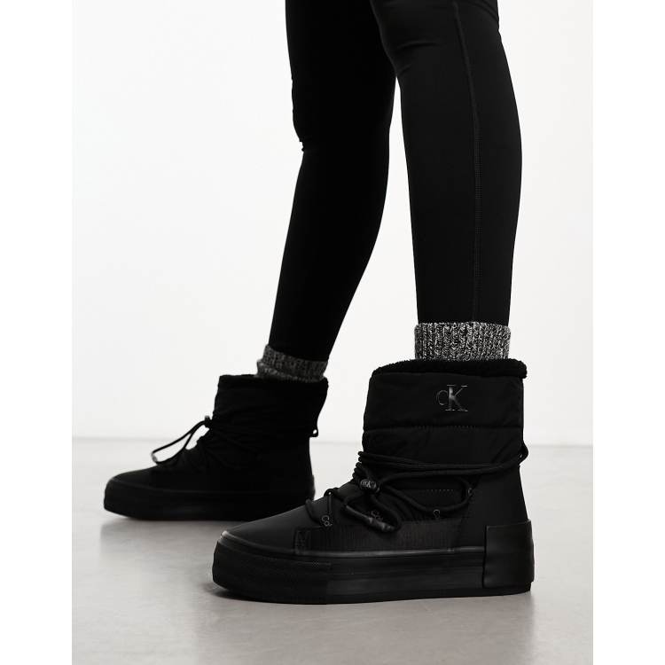 Calvin Klein Jeans Bold vulcanised flatform snow boots in black ASOS