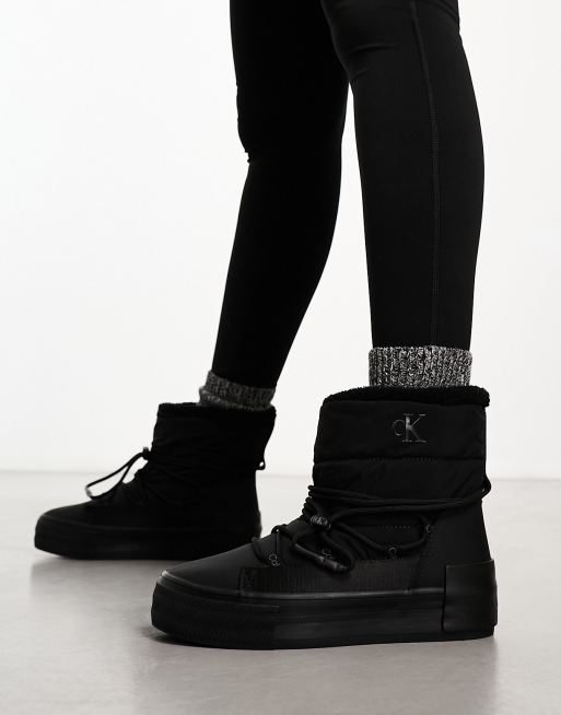 Calvin Klein Jeans Bold vulcanised flatform snow boots in black