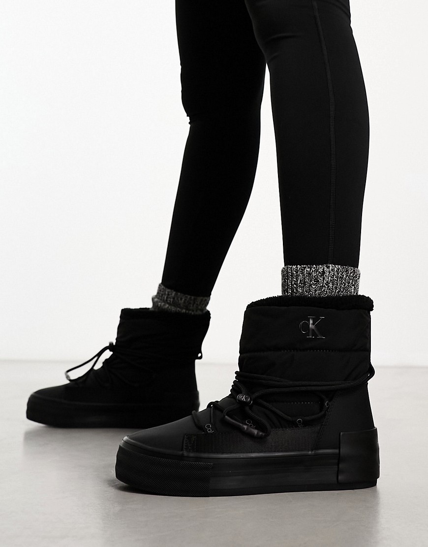 Calvin Klein Jeans Est.1978 Drawstring Platform Ankle Boots In Black