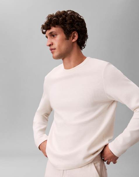 Calvin Klein Jeans bomulls-t-shirt med långa ärmar i off-white - view 1