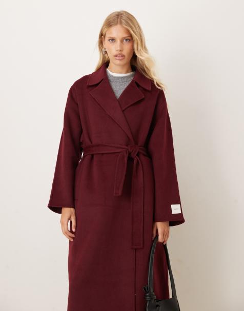 Calvin Klein Jeans wool trench coat in burgundy