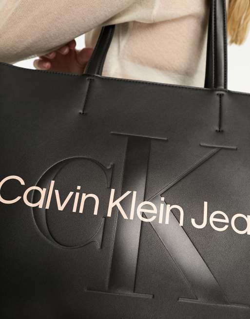 Calvin Klein Jeans - Borsa shopper nera effetto scolpito, 4 di 4