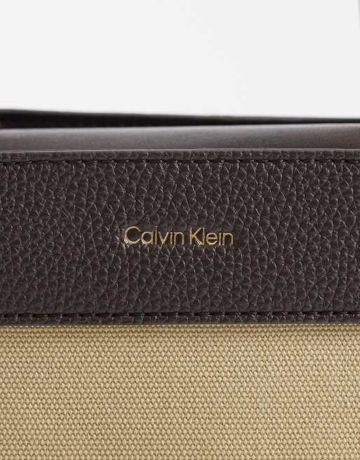 Calvin Klein Jeans - Borsetta a tracolla in tela color naturale, 3 di 4