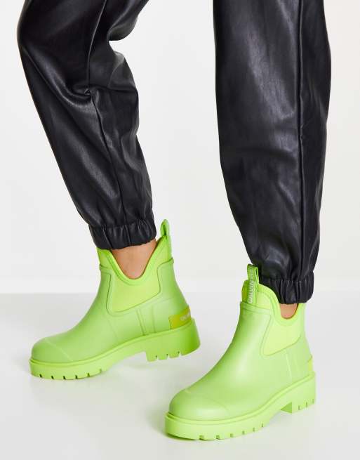 Calvin Klein Jeans Bottines de pluie style Chelsea Vert citron