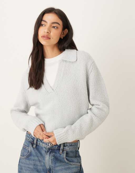 Calvin Klein Jeans boucle polo jumper in icey blue