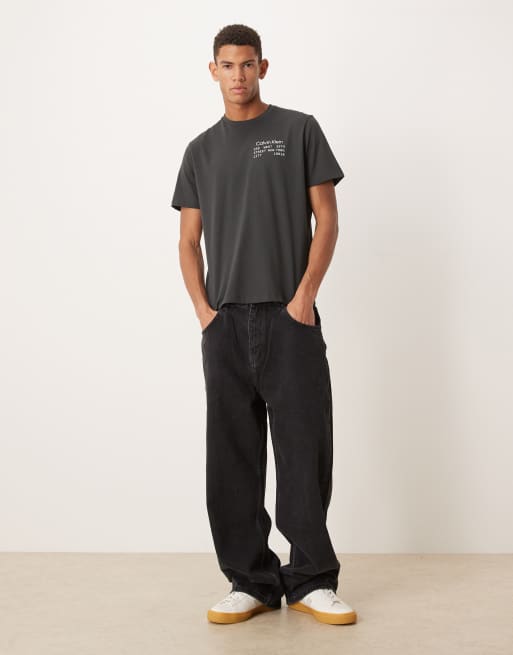Calvin Klein Jeans box chest graphic t-shirt in washed black, 2 of 5