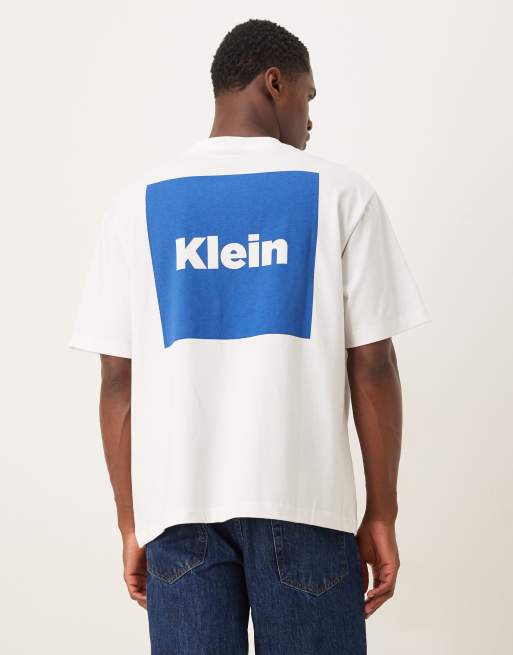 Calvin Klein Jeans box graphic t-shirt in white and blue, 3 of 5