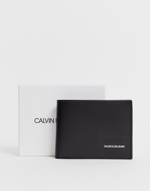 Calvin Klein Jeans box logo billfold and coin wallet in black