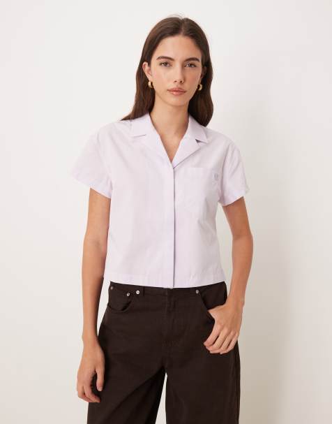 Calvin Klein Jeans boxy cotton poplin shirt in lilac - view 1