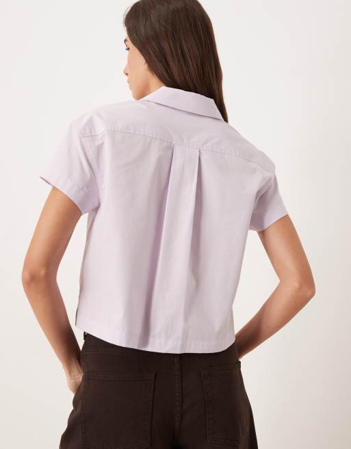 Calvin Klein Jeans boxy cotton poplin shirt in lilac, 4 of 4