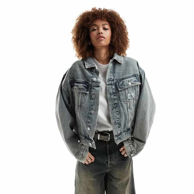 Calvin Klein Jeans boxy denim jacket in mid wash ASOS