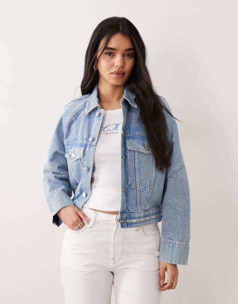 Calvin Klein Jeans boxy denim jacket in washed blue - view 1