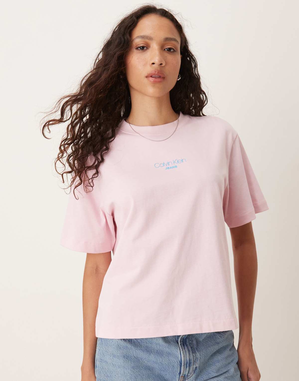 Calvin Klein Jeans boxy fit t-shirt in candy pink