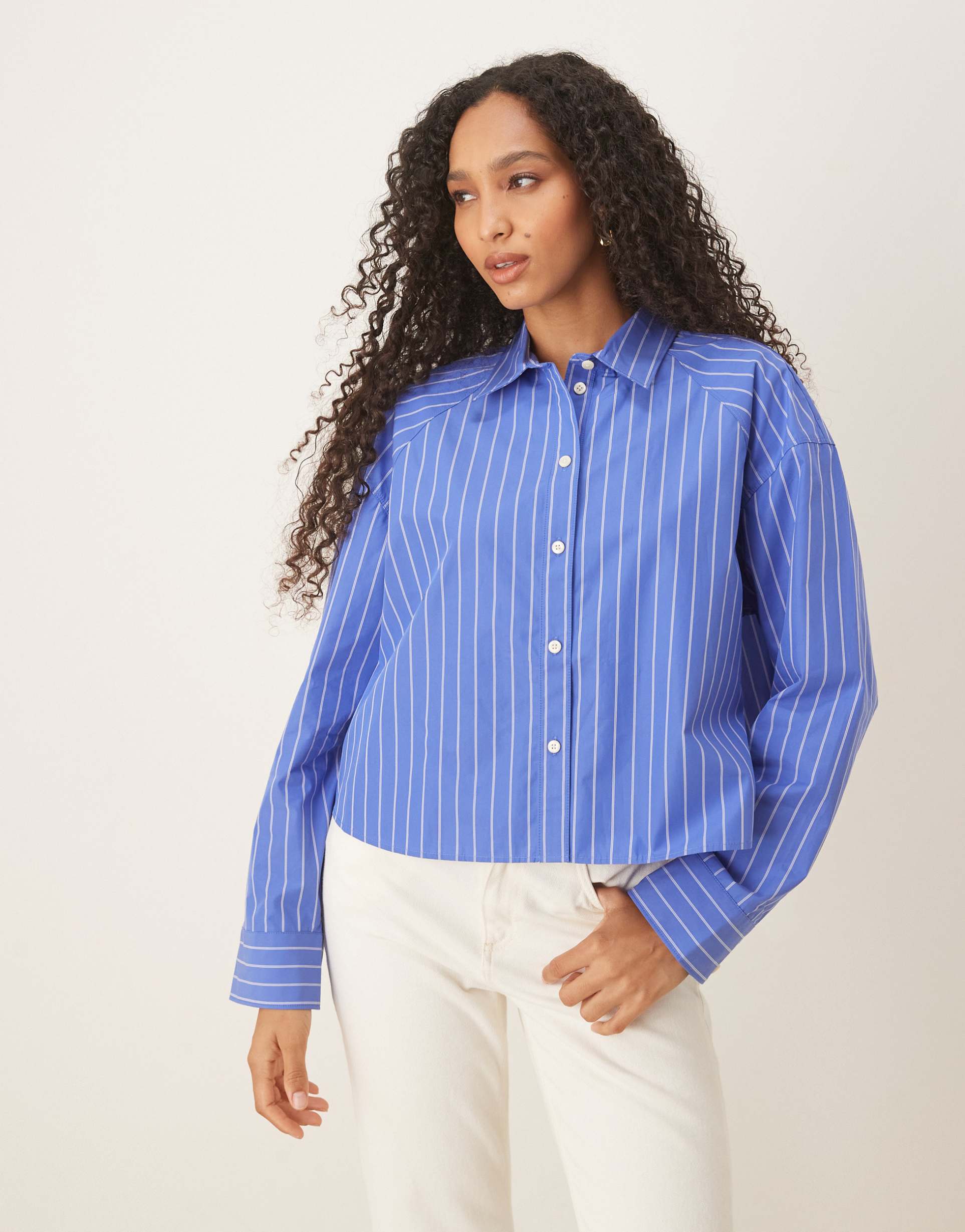 calvin klein jeans boxy shirt in blue stripe