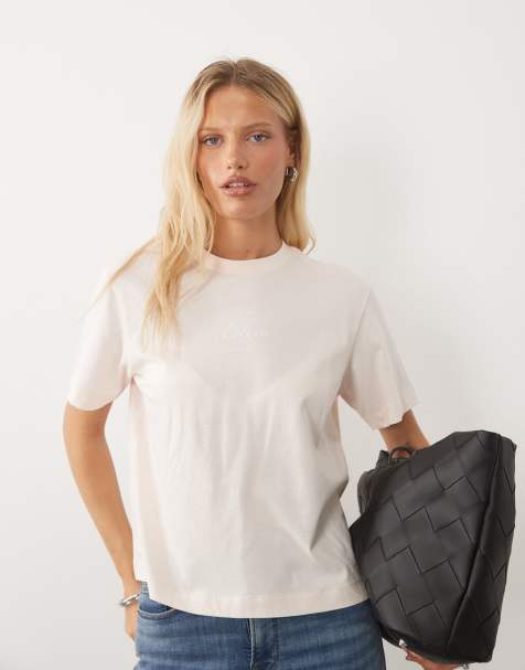 Calvin Klein Jeans boxy t-shirt in light peach