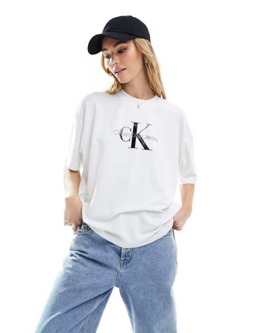 Calvin Klein Jeans CORE MONOGRAM - Print T-shirt - bright white